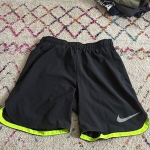 Nike Men's Athletic Shorts in Black and Neon Yellow